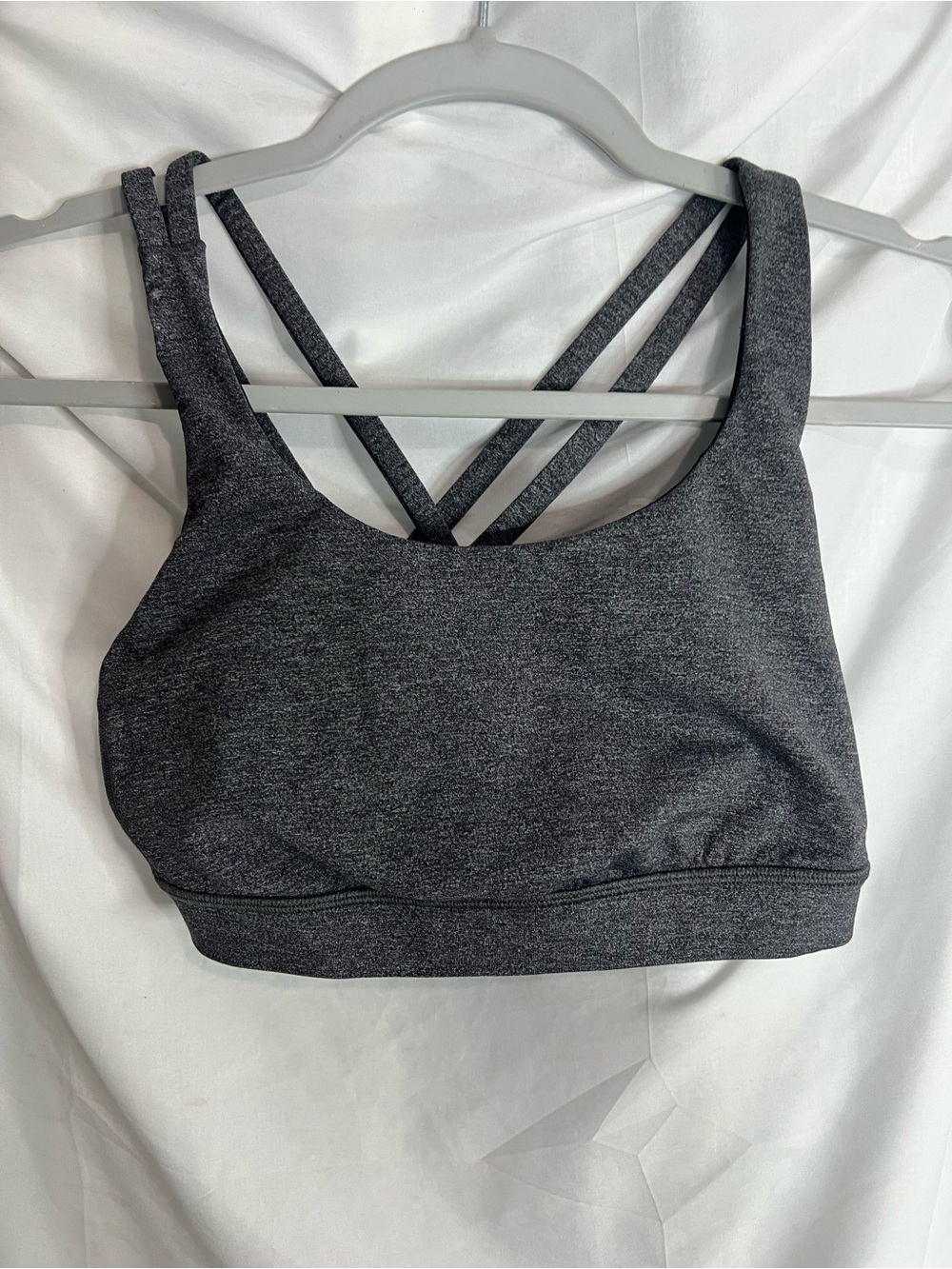 lululemon athletica Heathered Charcoal Strappy Back Sports Bra
